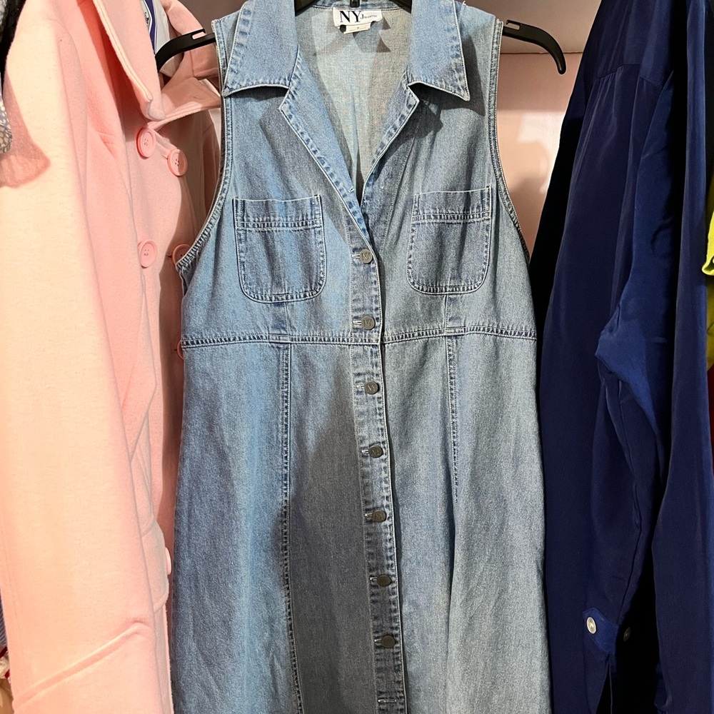 NY Jeans Button Blue Denim Dress